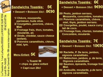 la toasterie/ Sandwichs toastés